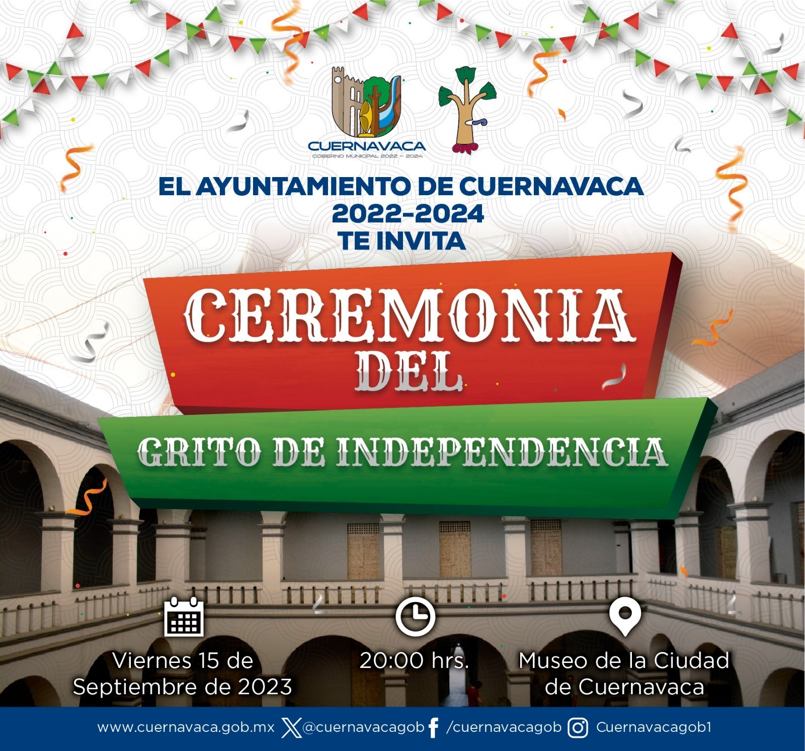 Ayuntamiento de Cuernavaca te invita a la Ceremonia 213 Aniversario del