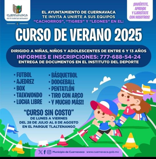 B402 15/07/25 CUERNAVACA ABRE INSCRIPCIONES AL CURSO DE VERANO DEPORTIVO 2025 EN EL PARQUE TLALTENANGO