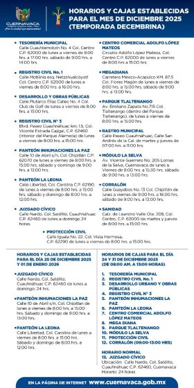 B823 23/12/25 INVITA AYUNTAMIENTO DE CUERNAVACA A APROVECHAR LOS ÚLTIMOS DÍAS DE DESCUENTOS EN EL PAGO DEL IMPUESTO PREDIAL