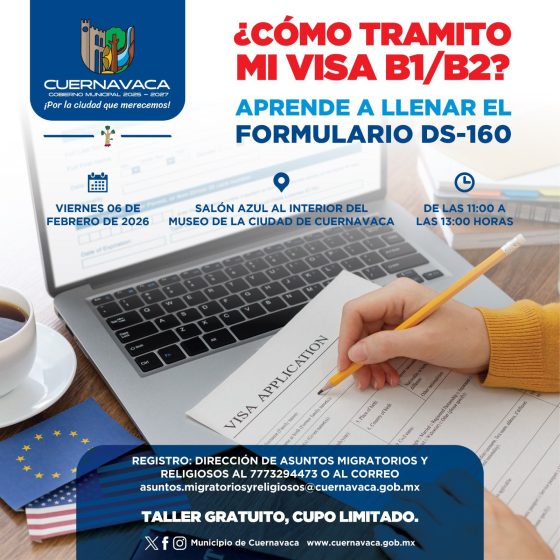 F146 31/01/26 LA SECRETARÍA DE DESARROLLO HUMANO Y PARTICIPACIÓN SOCIAL OFRECE TALLER GRATUITO SOBRE LLENADO DEL FORMULARIO Y TRÁMITE DE VISA
