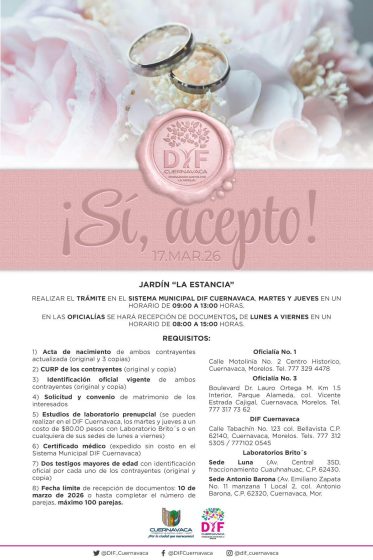 CAMPAÑA DE MATRIMONIOS GRATUITOS “SI ACEPTO” 2026
