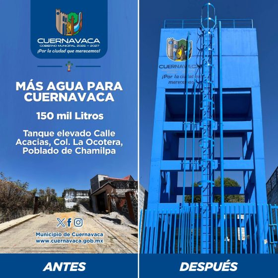 B928 10/02/26 CUERNAVACA AVANZA EN LA MODERNIZACIÓN DEL SERVICIO DE AGUA POTABLE CON NUEVOS TANQUES ELEVADOS