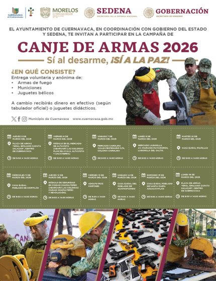 B977 03/03/26 CUERNAVACA SE SUMA A LA CAMPAÑA NACIONAL “SÍ AL DESARME, SÍ A LA PAZ” PARA PREVENIR DELITOS DE ALTO IMPACTO