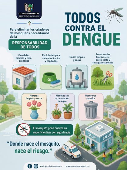 B1420 06/08/26 AYUNTAMIENTO DE CUERNAVACA INVITA A LA POBLACIÓN A REFORZAR MEDIDAS PREVENTIVAS CONTRA DENGUE, ZIKA Y CHIKUNGUNYA DURANTE LA TEMPORADA DE LLUVIAS
