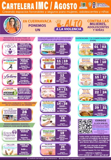 B1404 01/08/26 PRESENTA IMC CARTELERA DE AGOSTO CON MÁS DE 20 ACTIVIDADES PARA FORTALECER LA AUTONOMÍA DE LAS MUJERES