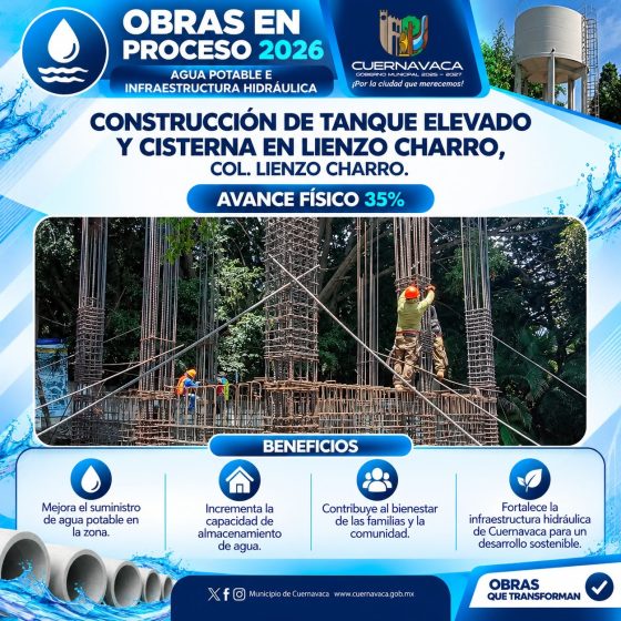 F332 27/09/26 AMPLÍA CUERNAVACA SU INFRAESTRUCTURA PARA EL ALMACENAMIENTO Y SUMINISTRO DE AGUA POTABLE