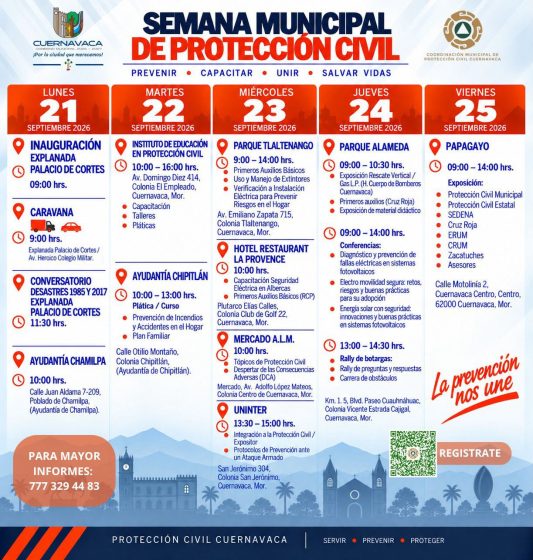 B1551 20/09/26 CUERNAVACA PROMUEVE LA CULTURA DE LA PREVENCIÓN CON LA SEMANA MUNICIPAL DE PROTECCIÓN CIVIL 2026